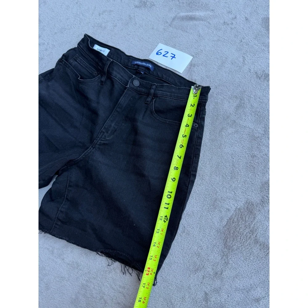 Calvin Klein Jeans Shorts Womens 10 Black Raw Hem High Rise Denim
